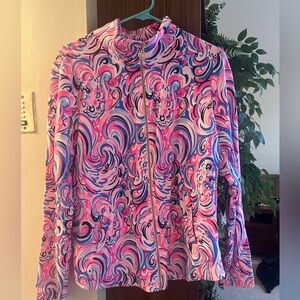 Lilly Pulitzer Leona Zip-Up in Raz Berry Flamingoals